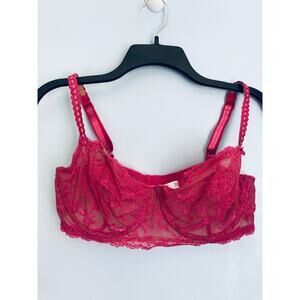 Vintage Victoria's Secret Lace Unlined Bra Pink 36D